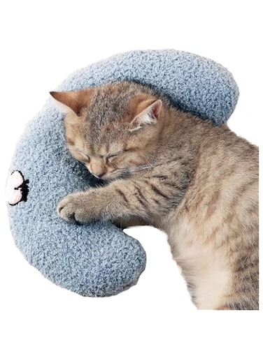 Les Arbres Fair Small Cushion for Cats, Ultra Soft Fluffy Pet Soothing Toy, Half Donut Cuddly Toy for Joint Relief, Sleeping, Improves Machine Wash