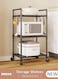 3 Tier Storage Shelves, Stable Kitchen Shelf Organizer, Storage Rack with Wheels and Armrests, Removable Free Standing Rack with Hooks, Multipurpose Rack, Shelving Unit for Warehouse Basement Kitchen Living Room pantry