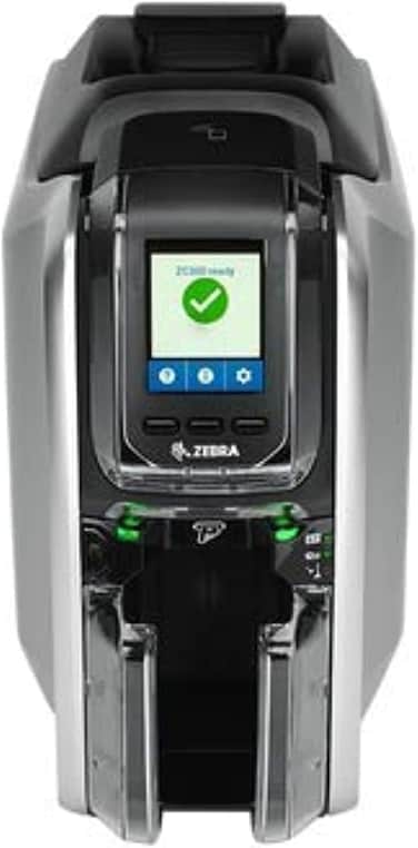 Zebra Card Printer ZC300, Single Side printing, UK/EU Cords, USB &amp; Ethernet, Windows Driver. Part#ZC31-000C000EM00 + Colour ribbon 200 Image + 100 PVC cr80 Card