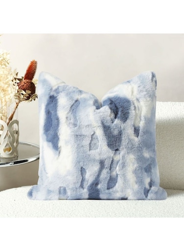 HOME Abstract Fur Cushion - Light Blue 45x45 cm   Soft Plush Decorative Pillow   Cozy Home Decor   Ideal For Sofa &amp; Bed   Stylish Textured Cushion