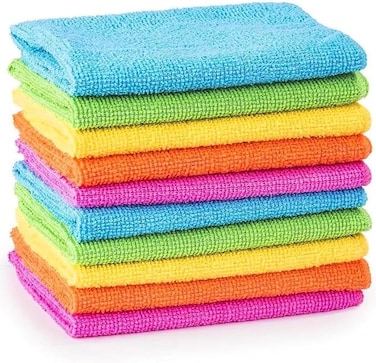 MTS (10) - MTS 10/20/30/40/50 Microfibre Cleaning Cloths Dusters Car Bathroom Polish Towels (10), Multi-coloured
