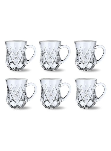 Glass Tea Mug Set 155ml, Durable, Heat-Resistant (Set of 6)
