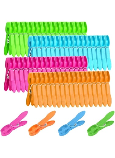 BetterJonny 72Pcs Clothes Clips, Colorful Plastic Clothespins Heavy Duty Laundry Clips Windproof Clothes Pegs for Indoor Outdoor Washing Line Laundry Racks Food Package Clips