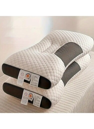 2pc Light Luxury Knitted Cotton Spa Massage Pillow Honeycomb Partition Pillow Core Home Sleep Single Person Neck Pillow Specially Used For Hotels
