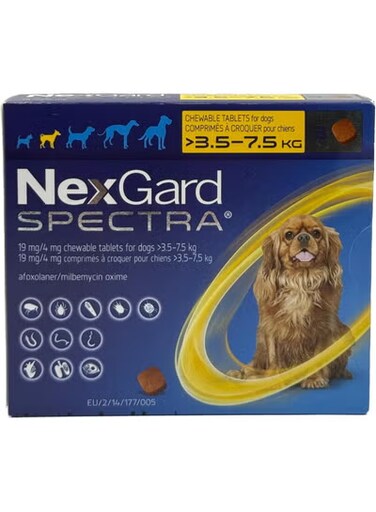 NexGard SPECTRA Chewable Tablets for Small Dogs (3.5kg-7.5kg) From Varmacy