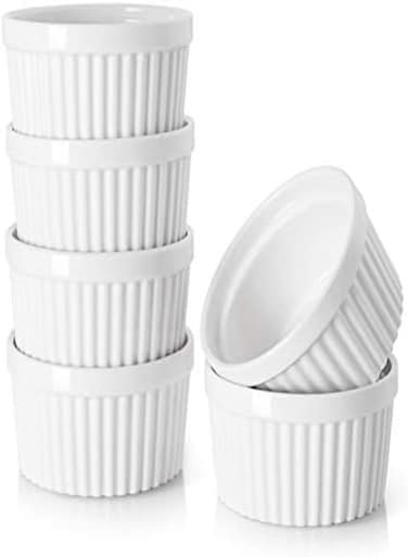 10 Oz Ramekins - , Classic Style Ramekins For Baking, Souffle Ramekins Bowls, Set Of 6, White