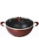 NIRLEP by Bajaj Electricals Select J Class 4.25 Ltr, 2.6 mm Aluminium Non Stick Induction Deep Kadhai with Lid (Maroon, 26 cm)