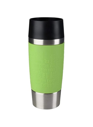 Tefal Travel Mug 0.36 Litre Travel Mug, Lime Silver, Stainless Steel/Plastic, K3083114