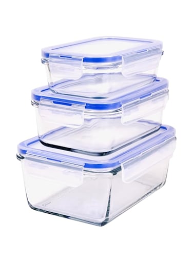 Mondex Rectangular Glass Food Container 3-Pieces Set