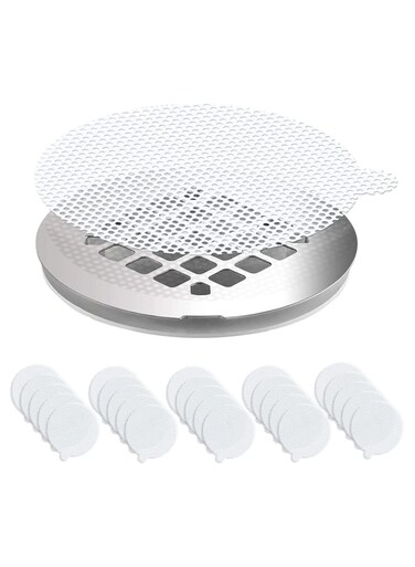 Tub Drain Hair Catcher Strainer 25 PCS, Shower Drain Hair Trap, Disposable Shower Drain Hair Catcher Mesh Stickers, Easy to Install Suit for Bathroom, Bathtub, Kitchen (3.5" Regular Round)