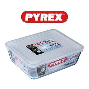 Pyrex Cook&amp;Freeze 0.8L Rectangular Glass Dish with Lid - Oven, Microwave, Freezer &amp; Dishwasher Safe