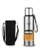 Beauenty Large Capacity Stainless Steel Vacuum Flask with Strap, 1000ml Double Wall Insulated Water Bottles, Leak Proof Thermos for Hot Drinks or Cold, Coffee Travel Mugs for Women Men