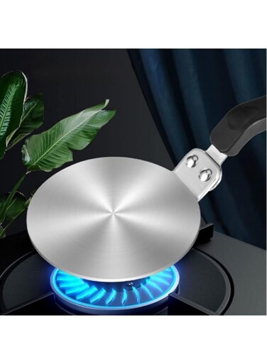 Azonee Stainless Steel Gas Stove Diffuser Plate, Cooktop Heat Diffuser Cooking Induction Plate Adapter with Ergonomic Handle, Anti-scalding Handle for Milk Coffee Cookware, 5inch for Fast Thawing Food