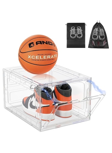 Shoe organizers, stackable shoe box, multifunctional shoe box with dustproof shoe bags for home, school (1PCS)