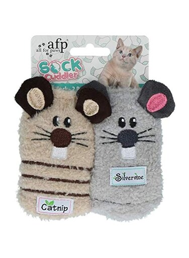 All For Paws Sock Cuddler Mouse Sock Cuddler 2-Pieces, 1.7 Kg