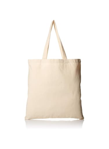 Cotton Canvas Shoulder Bag With Double Shoulder Strap for Women and Girls, Reusable Travel, Shopping and Grocery Bags, Plain - 5 Pack