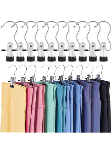 HASTHIP&reg; 10Pcs Wardrobe Clip Hangers Leggings Clip Hangers Rubber Coated Single Clip Hanger Hanging Clip Space Saving Hanger Closet Organizers for Leggings, Pants, Bras, Trouser
