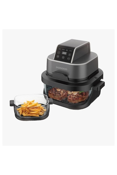 Lifestyle 4-in-1 Dual-Pot Glass Air Fryer 5.5L with 360&deg; Turbo Heat &amp; Pause Mode