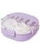 Twisoo Bento Plastic Lunch Box for Kids and Adults, 3 Compartment Cute Ice Cream Snack Container with Fork and Spoon, Double Decker, BPA Free, Leakproof, Ideal for School and Office Use (Purple)