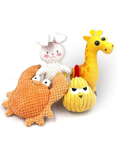 Monlida 4 Pack Dog Squeaky Toys,Dog Plush Toys,Dog Chew Toys for Puppy,Durable Interactive Dog Chew Toys for Small Medium Dogs