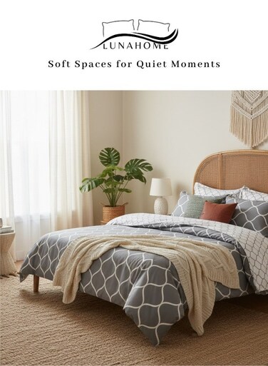 Home Queen size 6 Pieces:1 Duvet cover without filling - (200*230cm), 1 Flat sheet - (230*250cm),4 Pillow covers - (50*75cm), Soft and Breathable Hypoallergenic Beautiful Design Duvet Cover Set.
