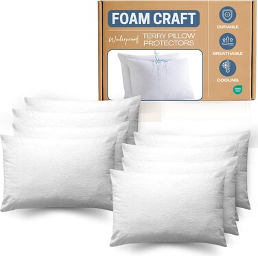 CRAFT&Acirc;&reg; Luxury Terry Pillow Protectors - Waterproof, Pack of 6 (50 x 75cm)