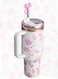 Love Shack Fancy H2.0 Flow State 40oz Cortex Tumbler &acirc;&euro;&ldquo; Premium Pink Stainless Steel Vacuum Insulated Quencher with Leak-Resistant Lid, Straw &amp; Stopper   Ideal for Water, Iced Tea &amp; Smoothies   Elegant Gift-Ready Packaging   Keeps Drinks Cold for Hours