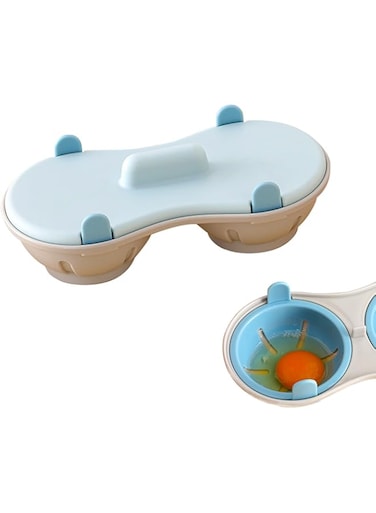 2 Cavity Microwave Egg Cooker, Breakfast Double Row Egg Cooker, Poached Egg Cup Kitchen Cooking Gadgets (Light Blue)