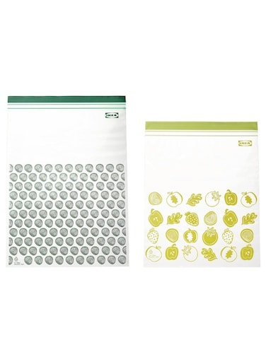 Resealable Bag, Patterned Green, 6/4.5 l, 30 Pack