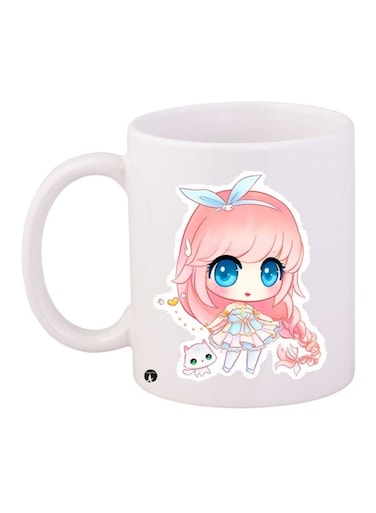 Printed Coffee Mug White/Pink/Beige