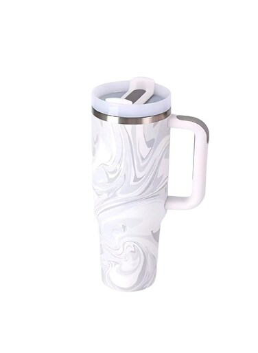 Leakproof Stainless Steel Vacuum Cup 40 OZ Portable Travel Mug for Hot and Cold Drinks Insulated Thermos for Hot Cold Drinks Coffee Tea Tumbler for Gym Car Indoor Outdoor 1200 ML Stainless Steel Vacuum Insulated Tumbler with Handle Lid and Straw for Water Iced Tea Coffee Smoothies Beverage Cup 32 x15 x 10 CM