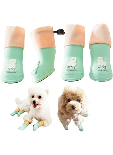 NALACAL Dog Boots, 4Pcs Waterproof Dog Boots Waterproof Dog Shoes for Small Medium Dogs Anti-Slip Dog Boots for Hiking Soft Breathable Paw Protectors for Dogs Outdoor Night Use
