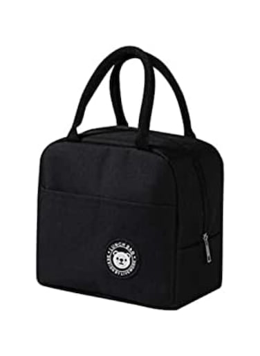 Lunch bag with Insulated Material, lunch bag for kids ,Girls,Boys,Women, Man, Office, School, College , Beach, Picnic, Fishing, Hiking Travel, Cooler Tote Bag ( Black )