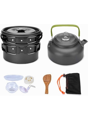 9Pcs Cookware Set Outdoor Camping Cooking Kit Portable Nonstick Lightweight Pans Cook Set with Bag