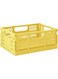 3 Sprouts Modern Crate, Foldable Storage Box, Plastic storage box, Toy Storage Organiser /Medium/Yellow