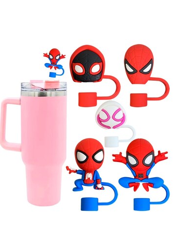10mm straw covers cap compatible with 30&amp;40 oz tumble spiderman straw toppers reusable dust proof straw caps