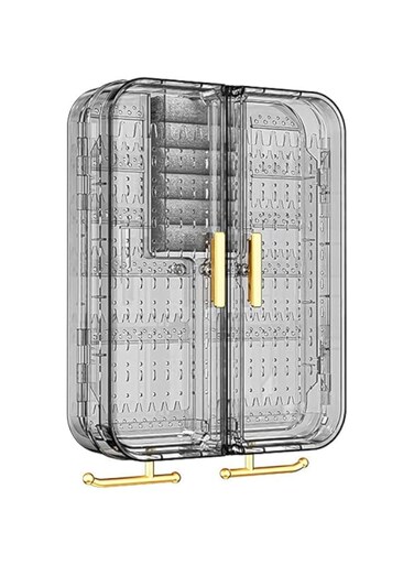 Domigard Wall Mounted Jewelry Organizer and Organizer Display Cabinet, No Drilling Stand Jewelry Organizer, Acrylic Hanging Mounted Holder Earring Ring Necklace Preppy Girl