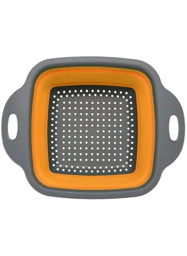 Dubai Gallery Collapsible Stretch Storage Basket Grey/Orange 11.81 X 9.84 X 3.94Inch