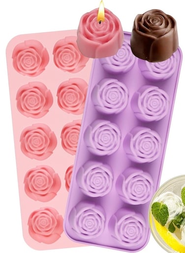 Rose Chocolate Mold 20 Cavity Silicone Roses Molds for Chocolate, Candy, Ice Cube, Gummy, Jello, Jelly, Cupcake Decorations, Candles, Soaps