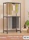 2-layer Floor-Standing Pants Trolley with 4 Wheels ,Multifunctional Metal Garment Rack- Versatile Trouser Rackfor Jeans Scarves &amp; Towels - Black Clothing Storage Solution