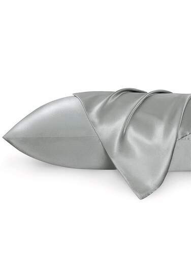Satin Pillowcase 2 Pack Similar to Silk Pillow Cases Standard Size, Pillow Case for Sleeping Women with Envelope Closure, Gifts for Women Men, Silver Grey, 20x26 Inches