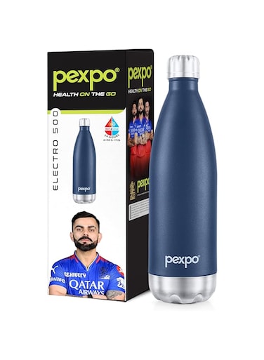 PEXPO Electro 24 Hrs Hot &amp; Cold Stainless Steel Flask - 500 ml DENIM BLUE