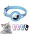 mouyou Airtag Cat Collar, Leather Airtag Collar Cat, Reflective Adjustable GPS Cat Collar, Airtag Case for Tracking Cat, Anti-Lost, Airtag Cat for Large/Medium/Small Cat (XS, Blue