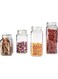 Airtight Glass Storage Jars with Lids - 450ml, 660ml, 820ml, 1140ml Clear Kitchen Canisters for Coffee, Spices, Dry Fruits, Snacks, Pantry Organization - Dishwasher-Safe Food Containers (Set of 4)