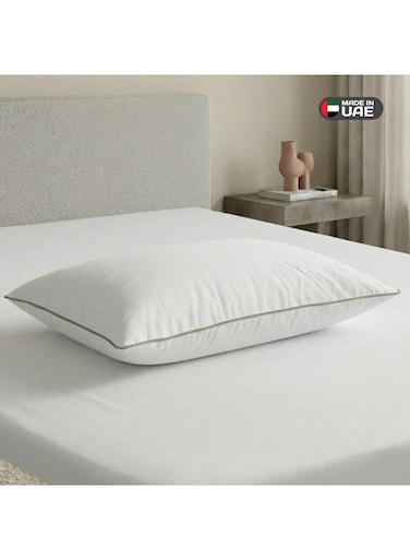 Bamboo Cotton Bed Pillow for Sleeping Luxury Hotel Quality Microfiber Filling Sleep Pillow, Soft Breathable Pillow for Side Back &amp; Stomach Sleepers, Reduces Neck Pain (50x75 cm)