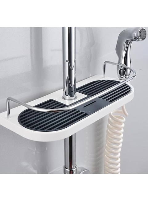 Veximind Bathroom Shower Shelf, Shower Caddy/Tidy No Drilling Shower Holders Storage for Soap Shampoo Shower Rack Hanging with Buckle and Shower Head Hook Suit 19mm-25mm Shower Rail