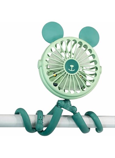 ArrgO Mini USB Desktop Fan Cooling, with Flexible Tripod Fix on Stroller, Pram, Bike, Student Bed, Car Seat(Green)