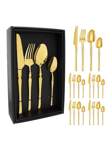 Slim Handle Hourglass Design 24 Piece Cutlery Set