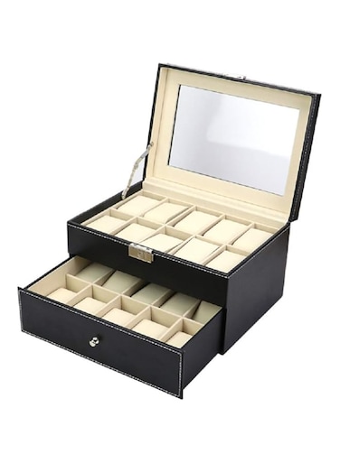 SKEIDO 2 Layers Watches Storage Case, Black, 20 Pieces