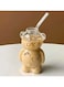 Bear Glass Cup With Straw,Clear Cute Bear Coffee Mug